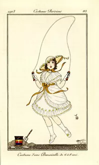 Antongini Collection: Girl skipping rope at the beach in white dress
