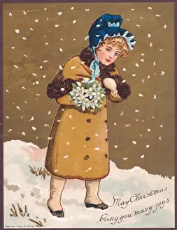 Posy Prints: Girl in the snow on a Christmas card