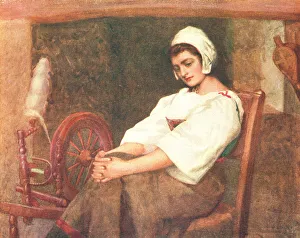 Clutching Prints: Girl and Spinning Wheel