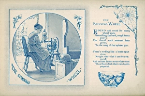 Girl at a spinning wheel