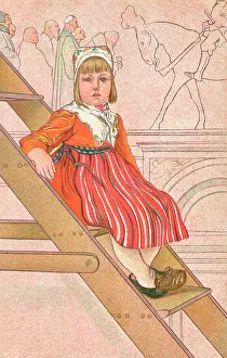 Larsson Prints: Girl on a Staircase