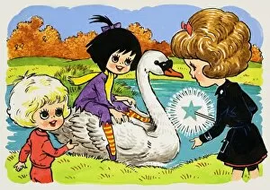 Images Dated 29th November 2007: Girl on a swan, Dolly Girls