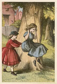 Pushed Prints: Girl on Swing C1860