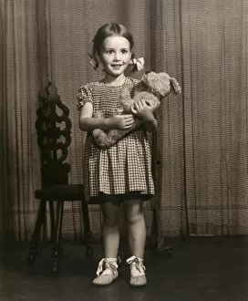 Gingham Gallery: Girl with Teddy 1930S