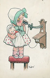 Lewin Prints: Girl on telephone