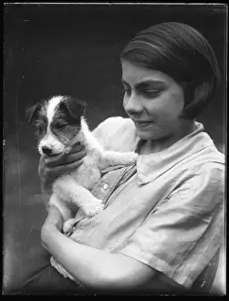 Russel Prints: Girl and Terrier Puppy
