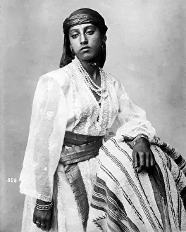 Stripe Prints: Girl in traditional costume, Egypt