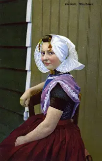 Zeeland Prints: Girl in traditional costume, Zeeland, Netherlands