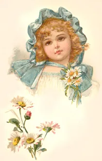 Images Dated 9th March 2020: Girl in a turquoise bonnet