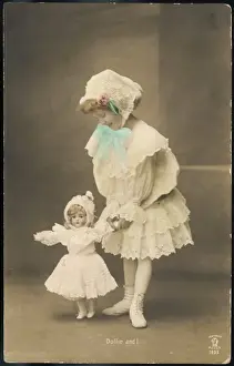 Girl Walking with Doll
