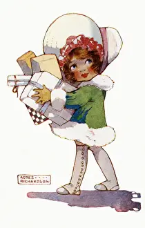 Girl with Xmas parcels