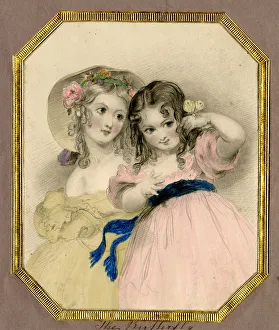 Octagonal Prints: Two Girls and a Butterfly