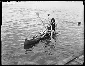 Canoeing Prints: Two Girls in a Canoe