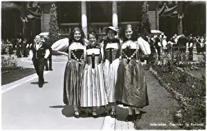 Interlaken Prints: Girls in costume, Interlaken, Berne, Switzerland