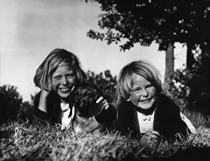Girls and Dachshund 1960