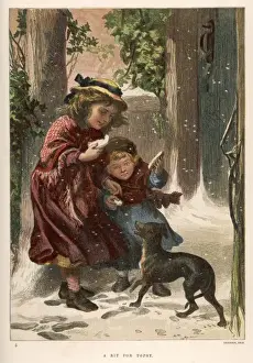 Girls with Dog in Snow
