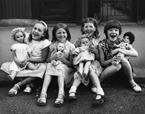 Urchins Prints: Girls with their dolls in a Balham street, SW London