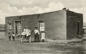 Carry Prints: Three girls on a donkey, Las Vegas, New Mexico, USA