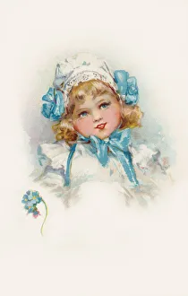 Images Dated 12th November 2019: Girls face. Forget-me-nots