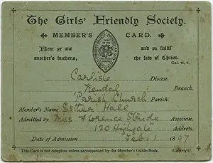 Issued Prints: Girls Friendly Society (GFS) Membership Card