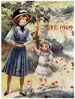 Images Dated 27th July 2018: GIRLS IN GARDEN 1909