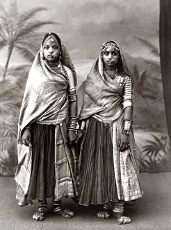 Two girls, India, circa 1890