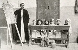 Images Dated 23rd August 2018: Six girls learning Arabic at school, Egypt