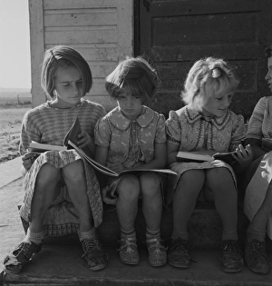 Girls of Lincoln Bench School study their reading lesson. Ne Girls of Lincoln Bench School study their reading lesson. Ne