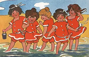Paddles Prints: Girls padding in the sea