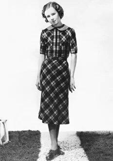 Teenager Collection: Girls Plaid Dress 1930S