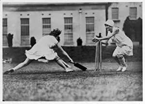 Cricket Collection: Girls Playing Cricket