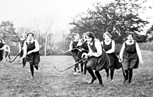 Girls playing Shinty, probably 1920s