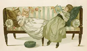Engrossed Prints: Two Girls Reading Books