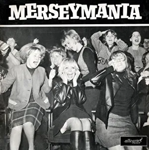 Girls screaming at Beatles concert - LP cover, Merseymania Date: 1964 Girls screaming at Beatles concert - LP cover, Merseymania Date: 1964