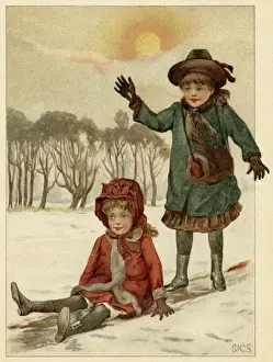 Slid Prints: Two Girls Sliding C1880