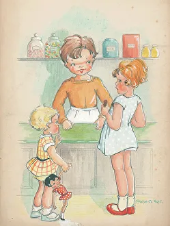 Two girls at the sweet counter