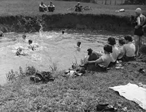 River Bank Collection: Girls Swimming
