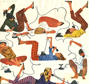 Images Dated 16th April 2012: Girls on the telephone