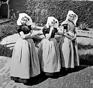 Zeeland Prints: Girls in traditional Zeeland dress, Belgium