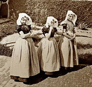 Zeeland Prints: Girls in traditional Zeeland dress, Belgium
