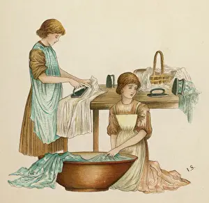 1884 Prints: Girls Washing & Ironing