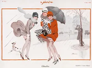 Passers Prints: Girls on a Windy Street