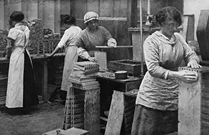 Fixing Prints: Girls at work making ammunition boxes, WW1
