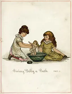 Pretend Prints: Giving Dolly a bath