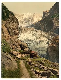 Grindelwald Prints: Glacier and Baregg Inn, Grindelwald, Bernese Oberland, Switz