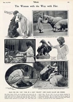 Gladys Callow, the woman with a way with her pictured with various animals at London