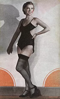 Images Dated 22nd February 2016: Glamorous American Lady in black underwear and stockings