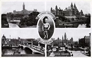Tartan Collection: Glasgow, Scotland - Four inset scenes of the city