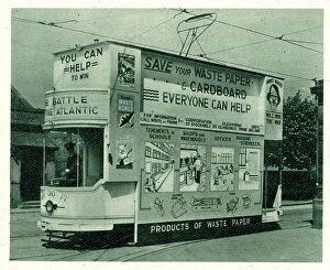 Housekeeping Collection: Glasgow tram publicity campaign to save paper, WW2