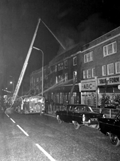 Images Dated 31st May 1966: GLC-LFB Shop roof fire, Dagenham, Essex